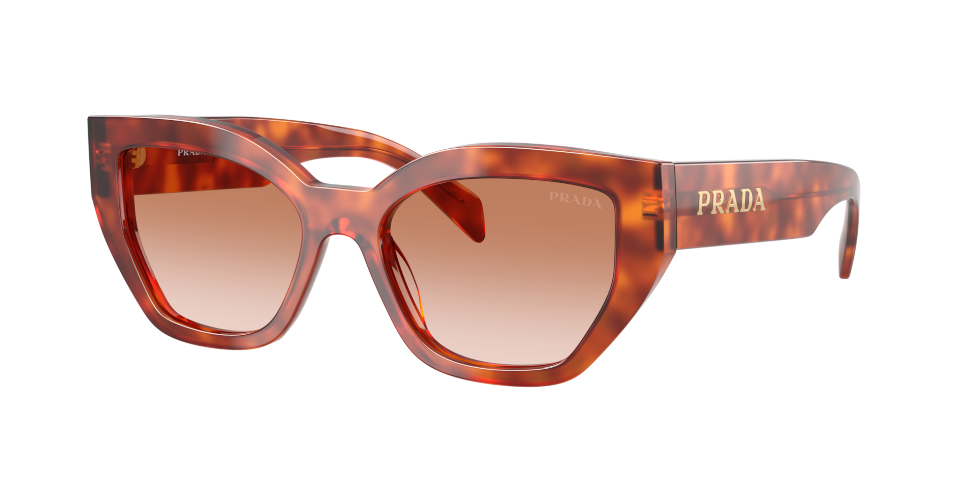 Prada Woman Sunglass PR A09S -  Frame color: Cognac Tortoise, Lens color: Brown Gradient