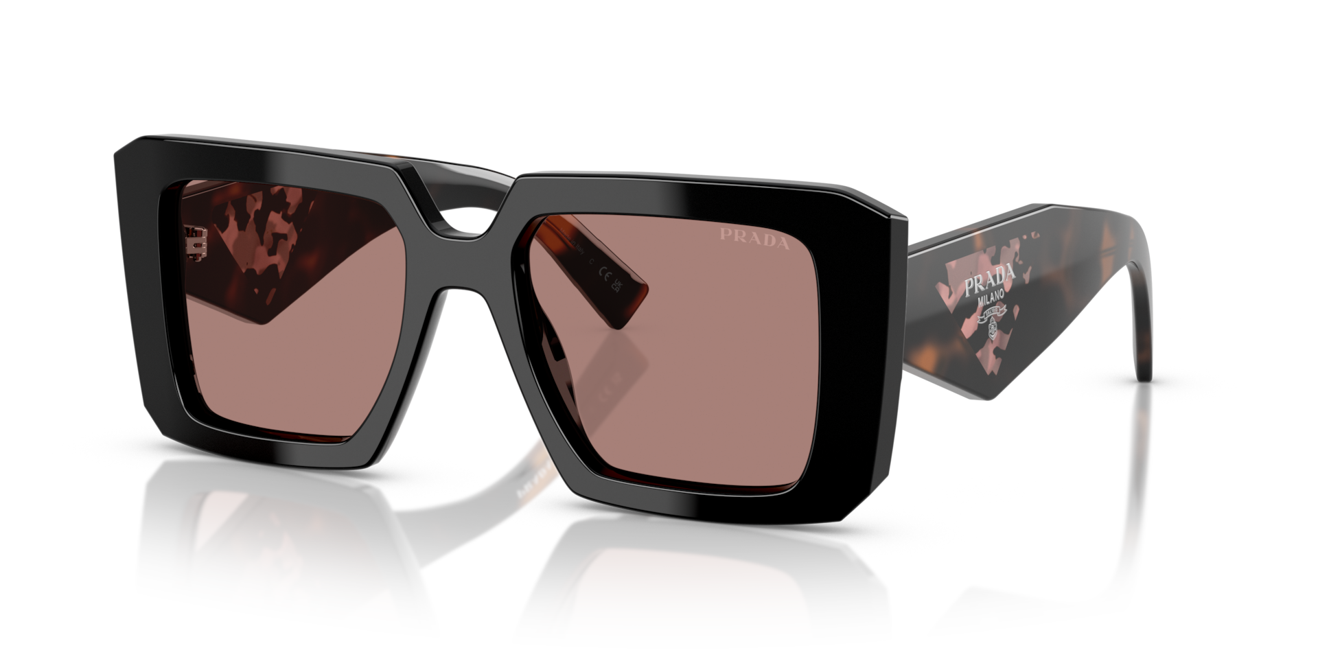 Prada PR 23YS XS (51 - 19) with Brown lenses and Black frame