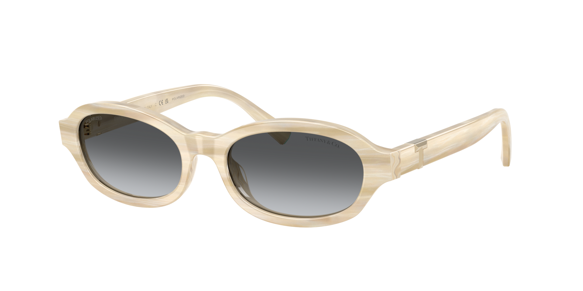 Tiffany & Co. Woman Sunglass TF4270U -  Frame color: Striped Ivory, Lens color: Polarized Grey Gradient
