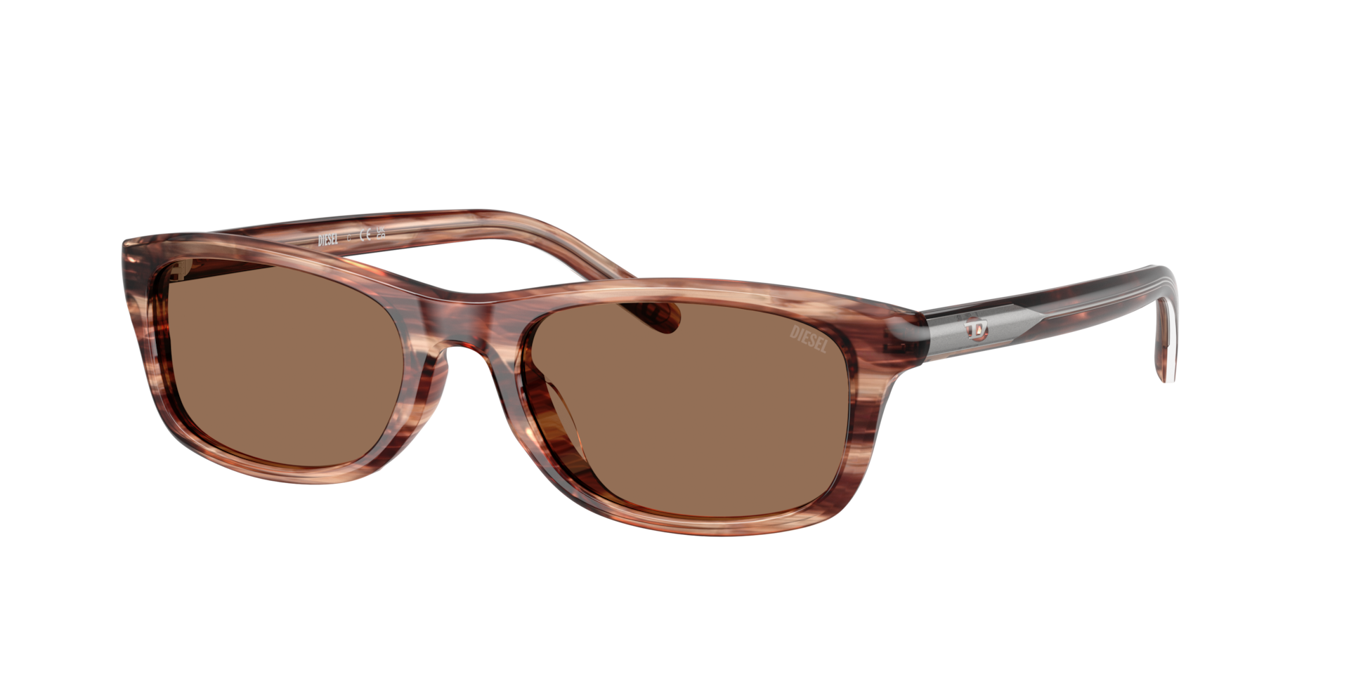 Diesel Unisex Sunglass DL2018U -  Frame color: Striated Brown, Lens color: Dark Brown