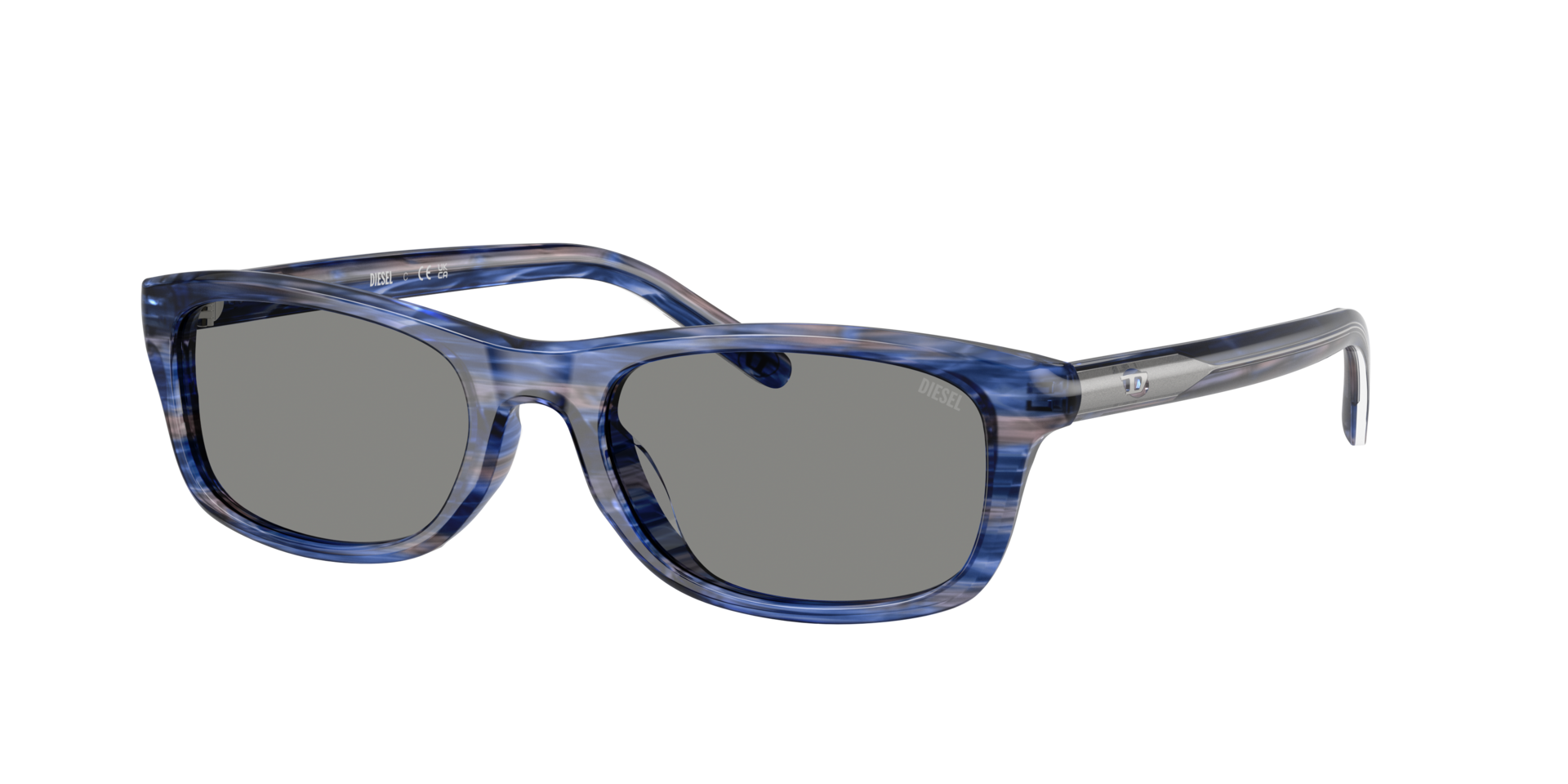 Diesel Unisex Sunglass DL2018U - Frame color: Striated Blue, Lens color: Grey