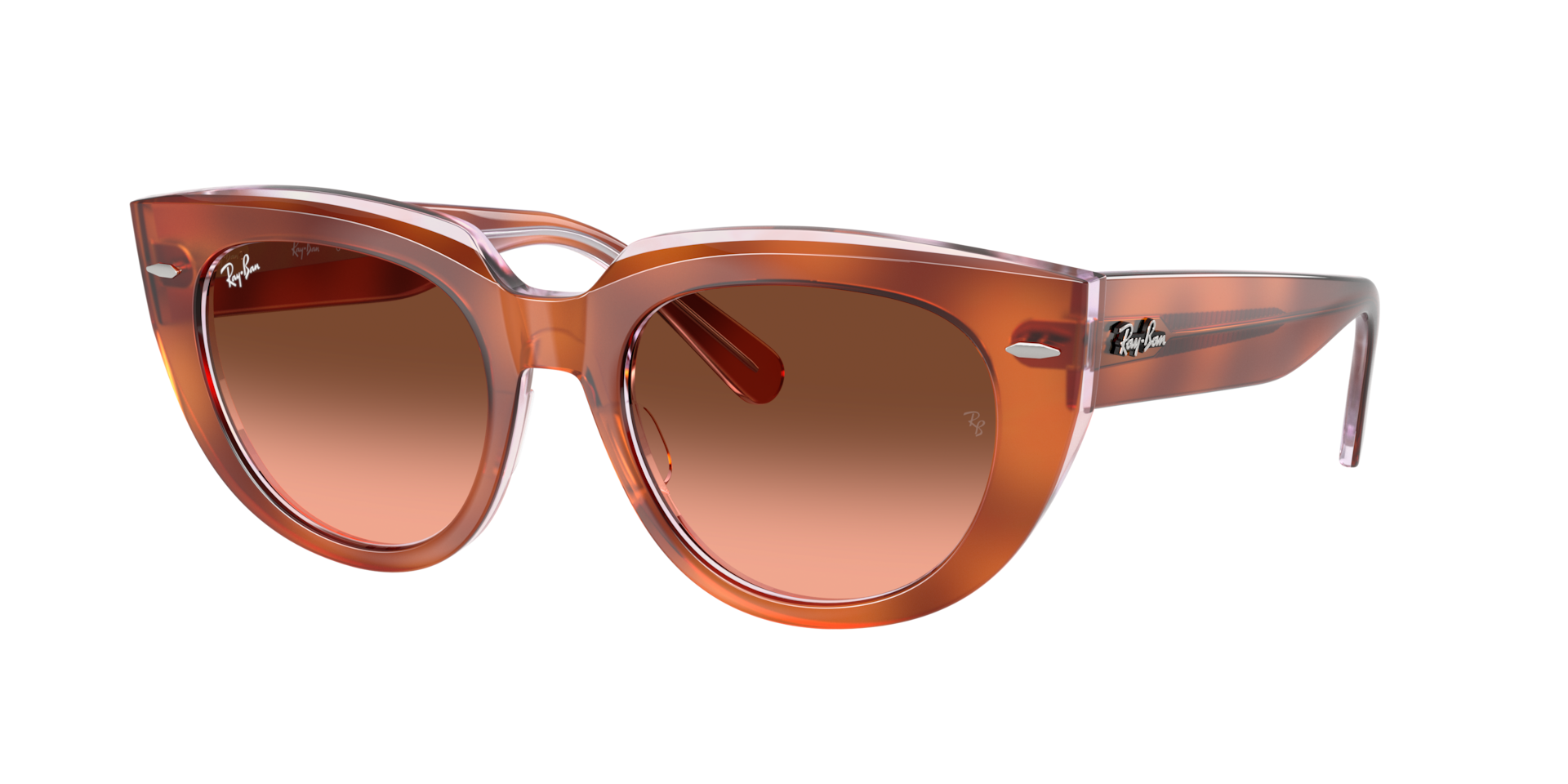 Ray-Ban Woman Sunglass Doreen -  Frame color: Red Havana On Transparent Multicolour, Lens color: Pink Gradient Brown