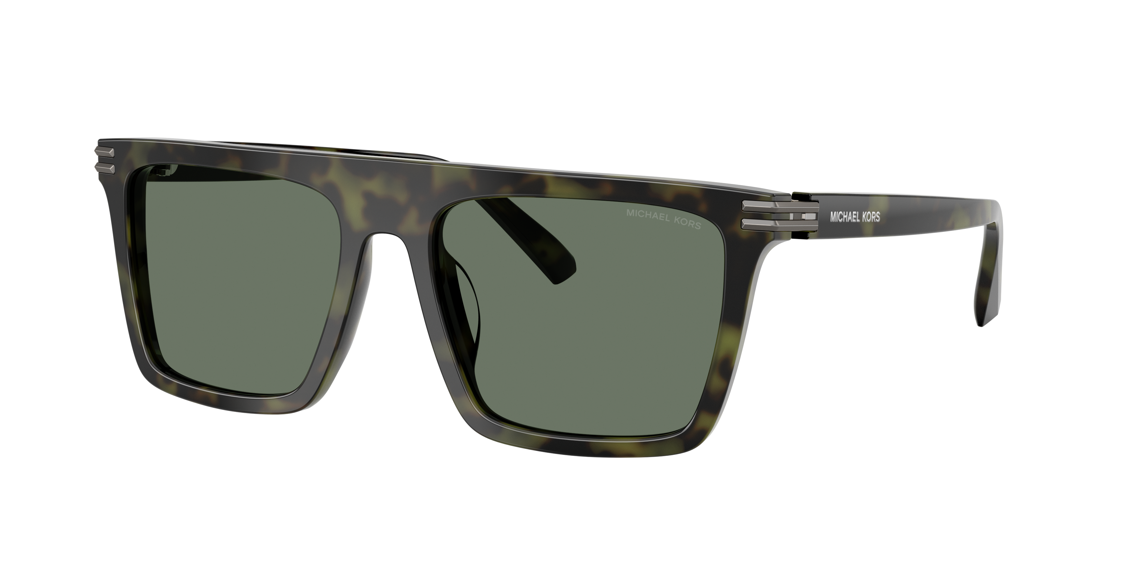Michael Kors Man Sunglass Edgewater -  Frame color: Olive Tortoise, Lens color: Green Solid