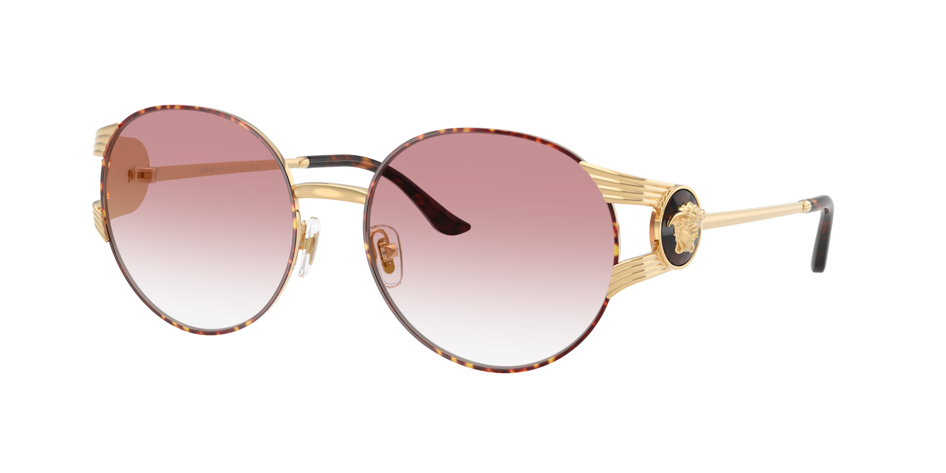 Versace , Gold Versace/Havana Sunglasses Clear Gradient Pink lenses, VE2303 15253B, Mojo Glasses - Image 3