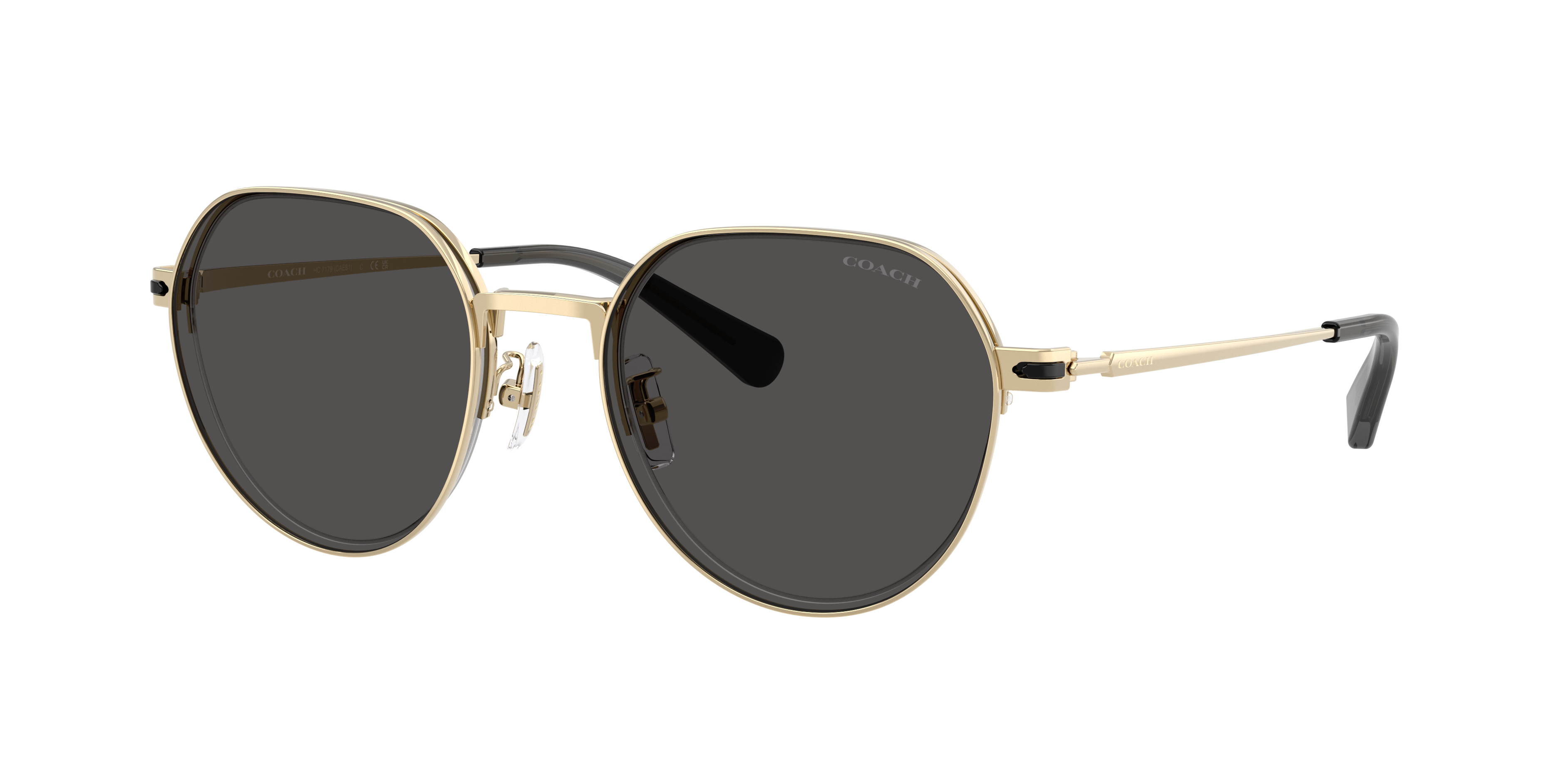 Coach Man Sunglass CAE81 -  Frame color: Shiny Light Gold, Lens color: Grey Solid