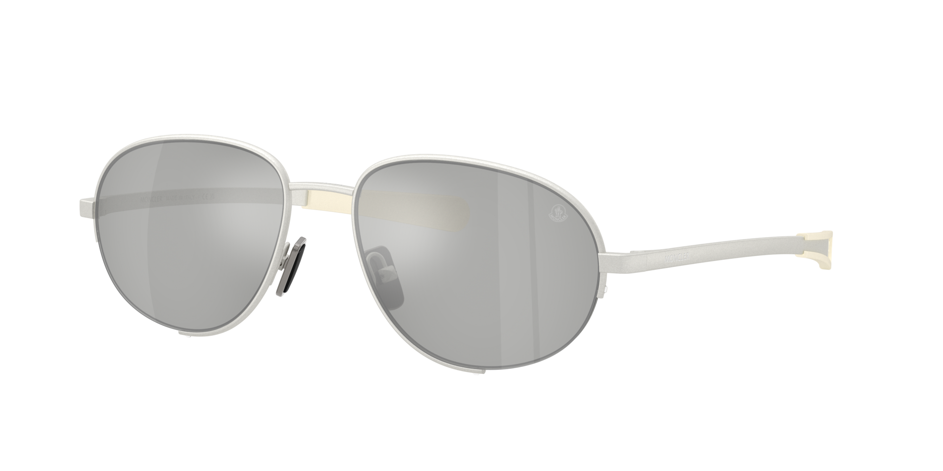 Moncler Unisex Sunglass Circuit -  Frame color: Matte Silver, Lens color: Clear Mirror Silver