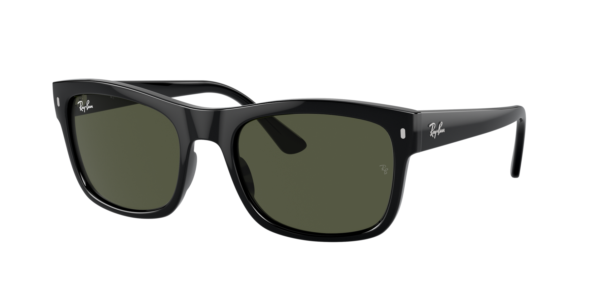 小物 RayBan RB4428F 6675/71 56-21 Ray-Ban RB4428 L (56 - 21) with Green lenses and Black frame