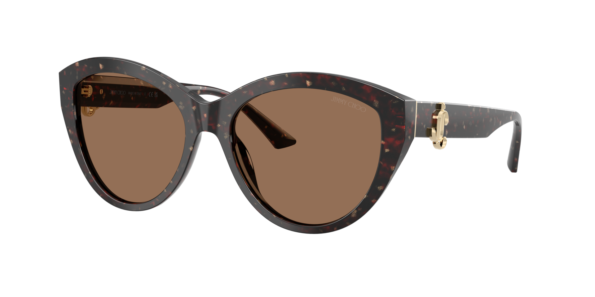 Jimmy Choo Frau Sunglass JC5007 - Rahmenfarbe: Dunkles Havana Glitzer, Linsenfarbe: Dunkelbraun