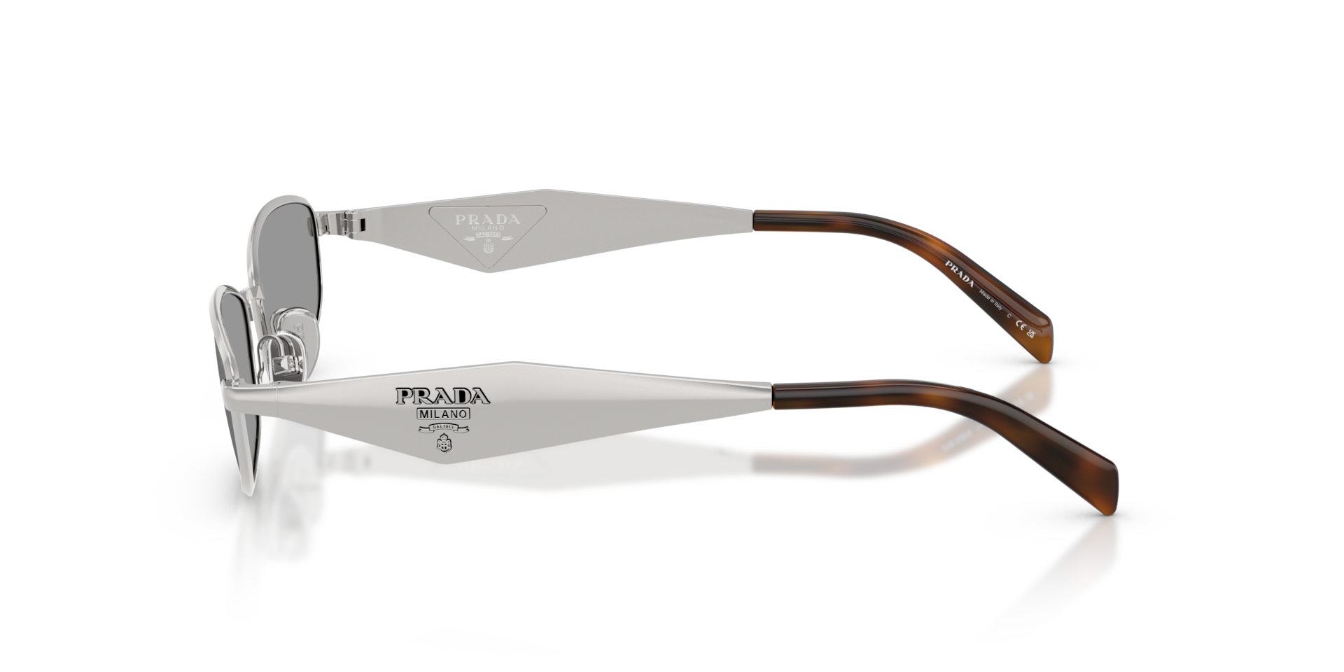 小物 PRADA halfrim sunglasses silver Prada PR D51S L (55 - 18) with Grey lenses and Silver frame