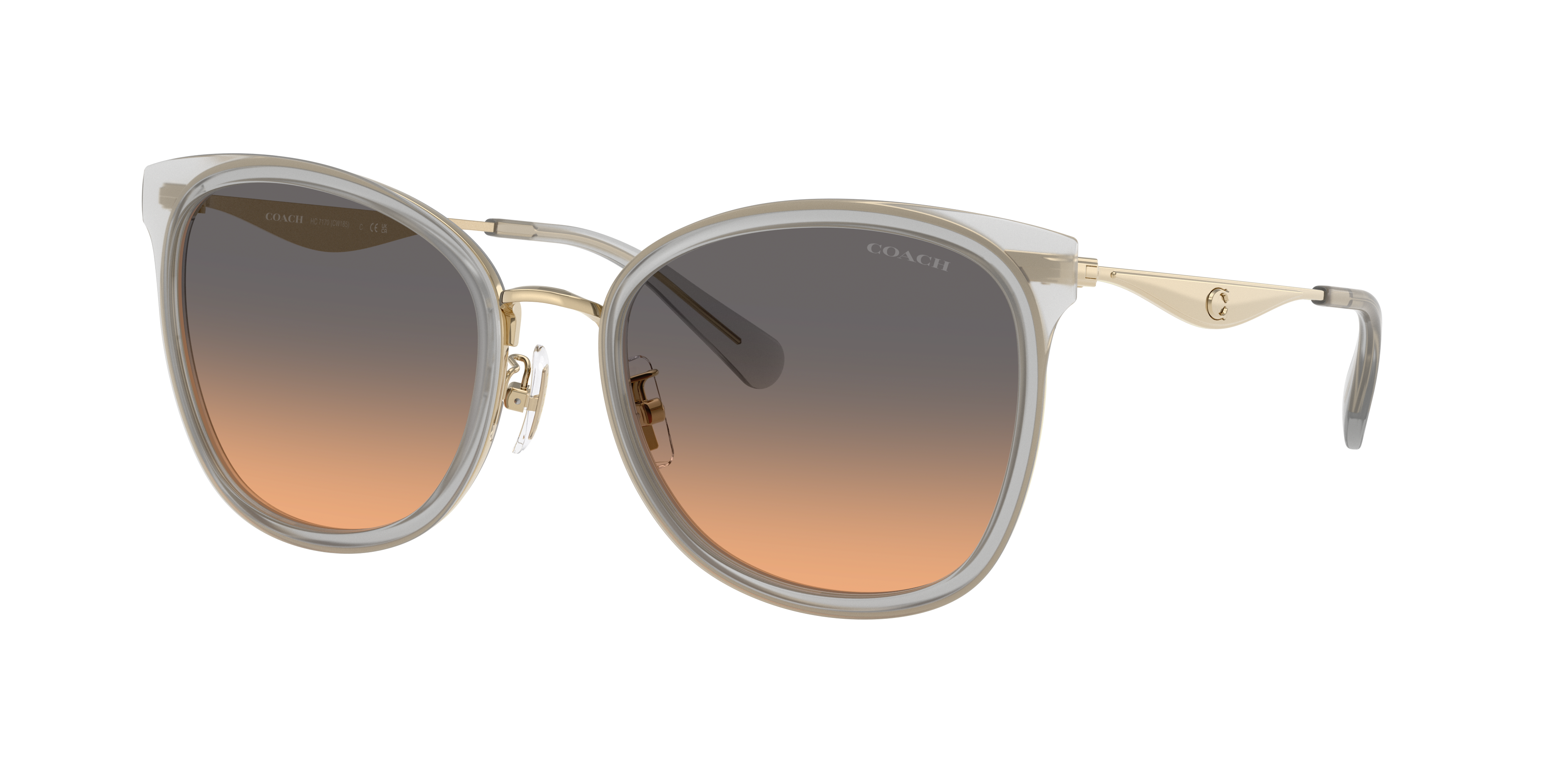 Coach Woman Sunglass CW185 -  Frame color: Light Gold/Dove, Lens color: Smokey Peach Gradient