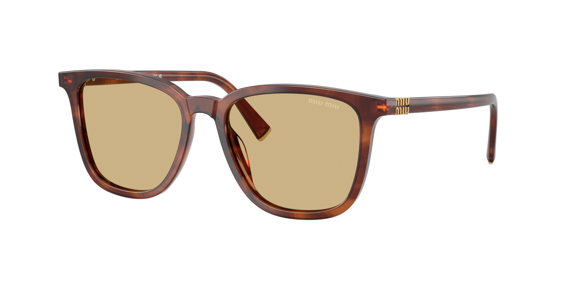 Miu Miu Woman Sunglass MU B03S -  Frame color: Striped Tobacco, Lens color: Yellow