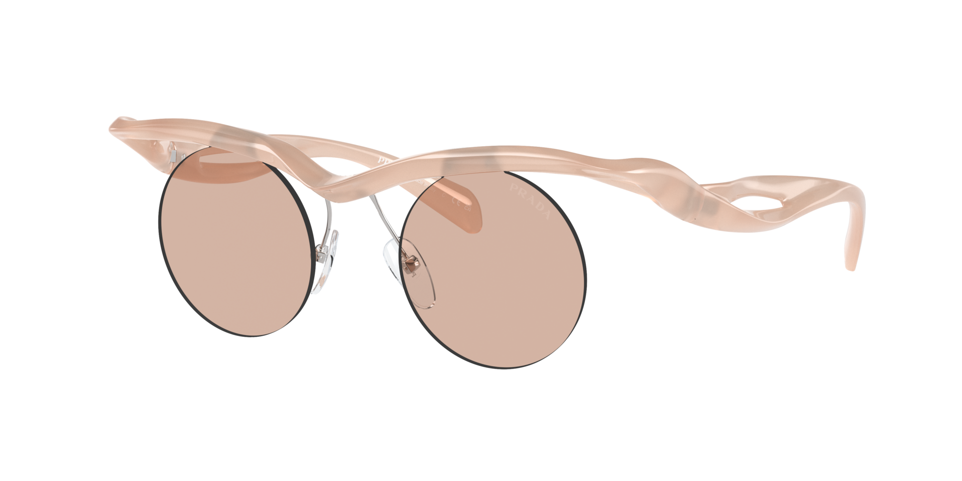 Prada Woman Sunglass PR A24S -  Frame color: Opal Peach, Lens color: Light Brown