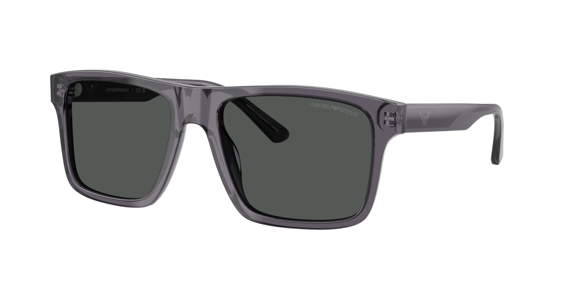 Emporio Armani Man Sunglass EA4232 -  Frame color: Transparent Dark Grey, Lens color: Smoke