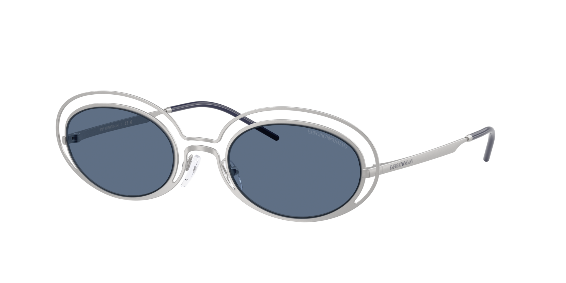 Emporio Armani Mujer Azul Oscuro Sunglass Ea2160 - Color Del Marco: Plata Mate, Color De La Lente: