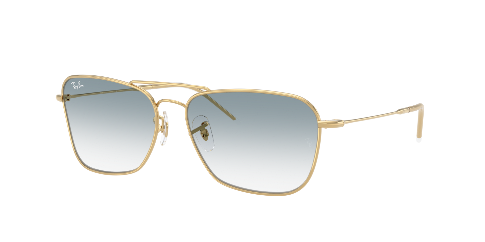 Ray-Ban Unisex Sunglass Caravan Reverse -  Frame color: Arista Gold, Lens color: Clear Gradient Blue