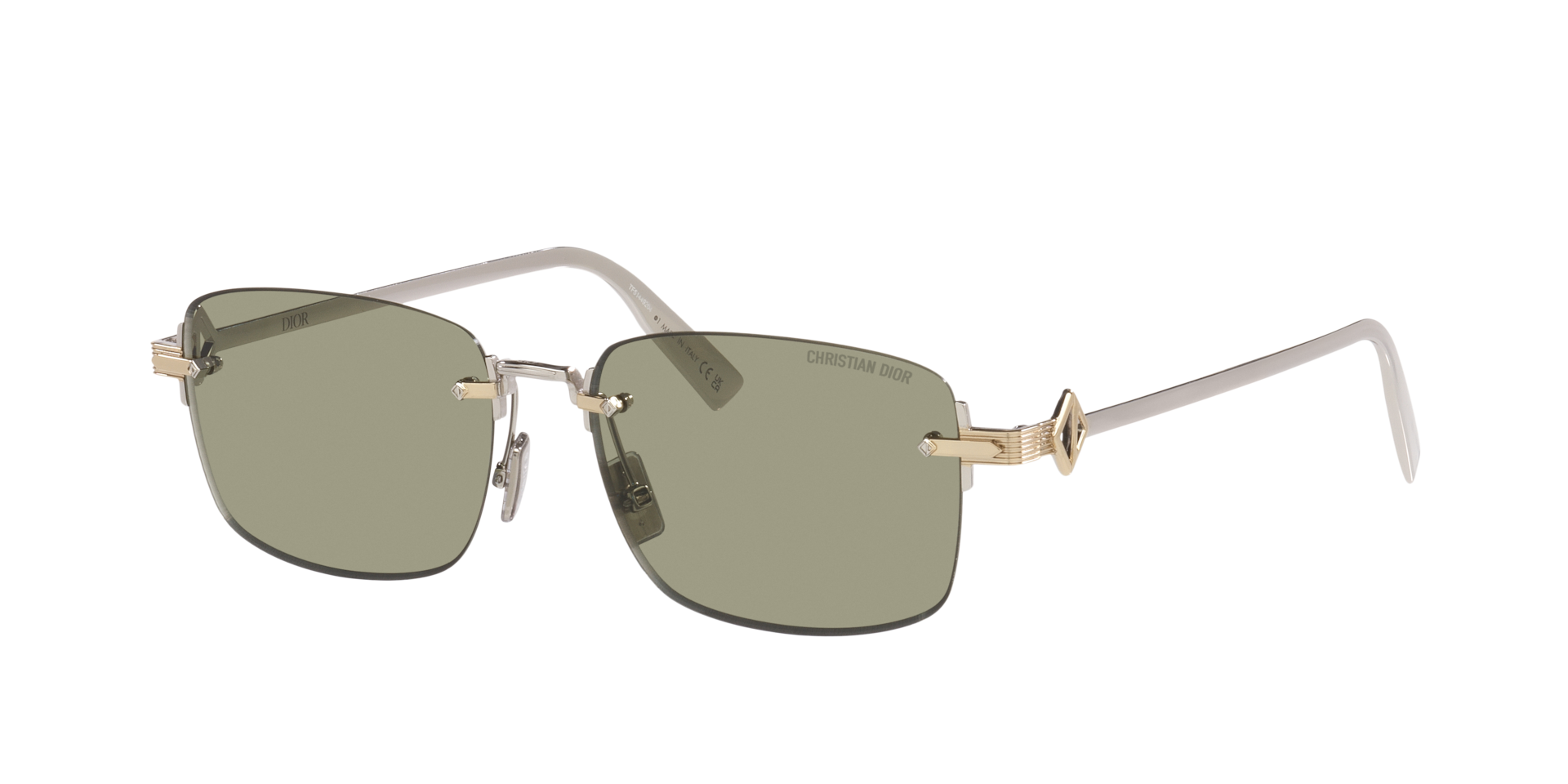 DIOR Man Sunglass CD Diamond S11U Frame color Yellow Lens color Green