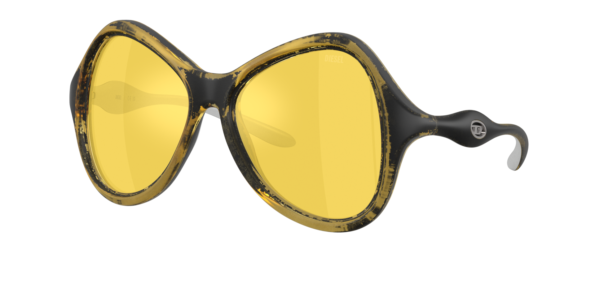Diesel Unisex Yellow Dl3010u 2030V9 Sunglasses Injected Cat Eye Normal - Image 2