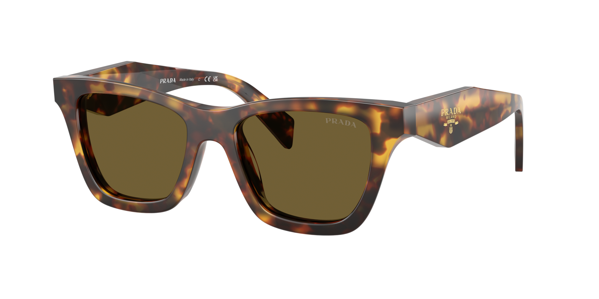 Prada Woman Sunglass PR C07S -  Frame color: Honey Tortoise, Lens color: Dark Brown