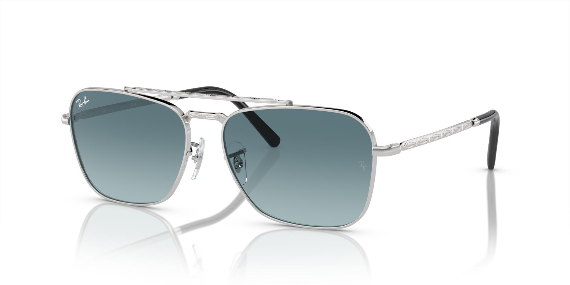 Ray-Ban New Caravan XL (58 - 15) com Lentes Azul e Armação Prata