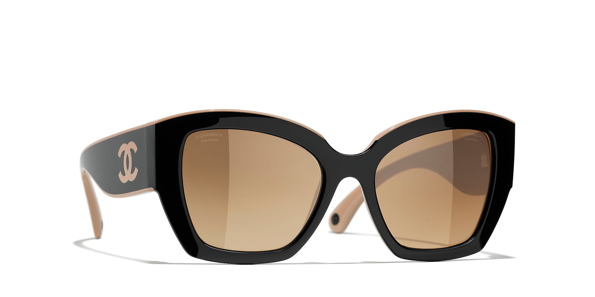 Chanel Femme Sunglass Butterfly Sunglasses CH6058 - Couleur du Monture Noir Beige Couleur de Lentille Brun 515 €