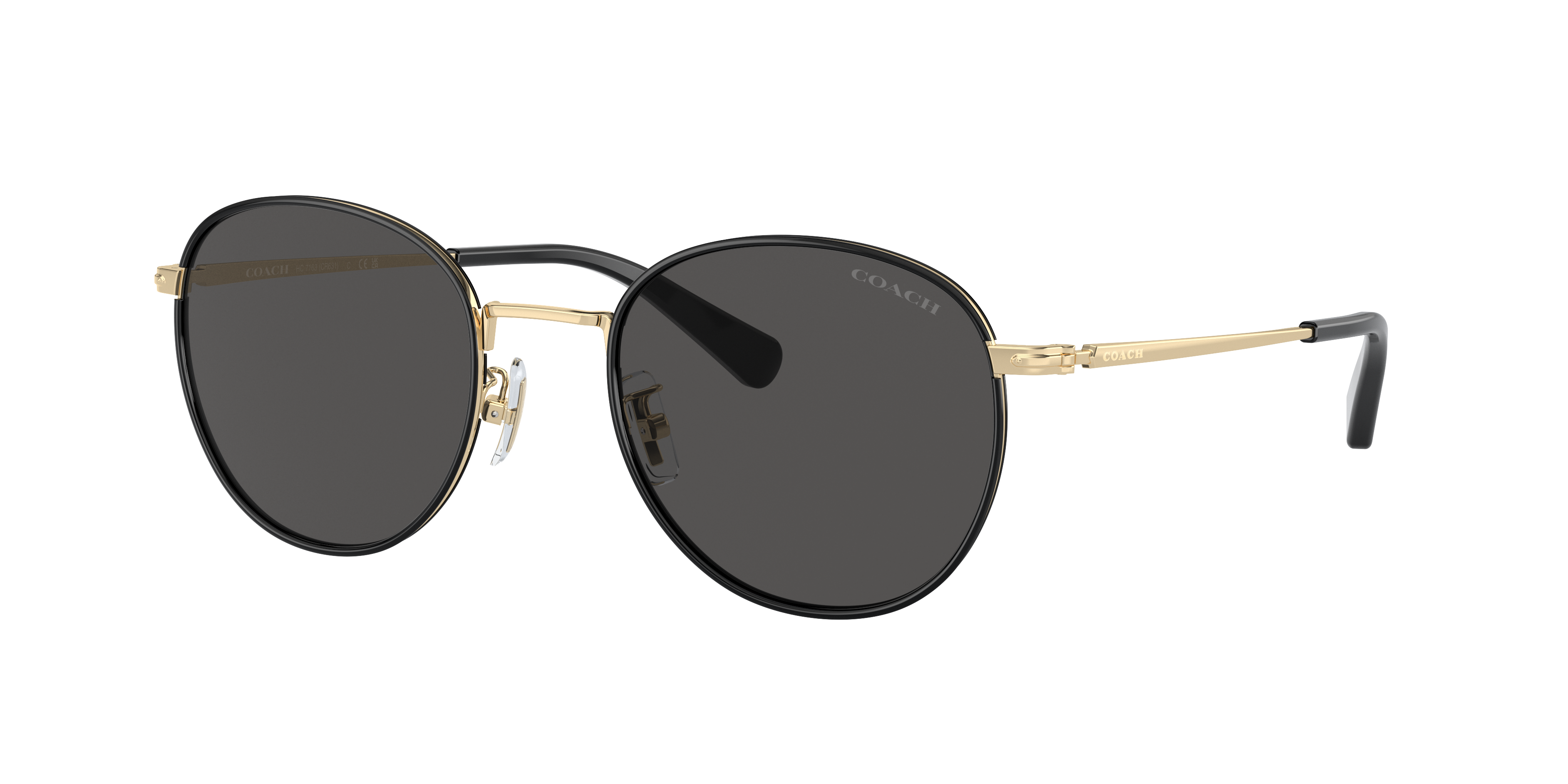 Coach Man Sunglass CR631 -  Frame color: Shiny Light Gold/Black, Lens color: Grey Solid