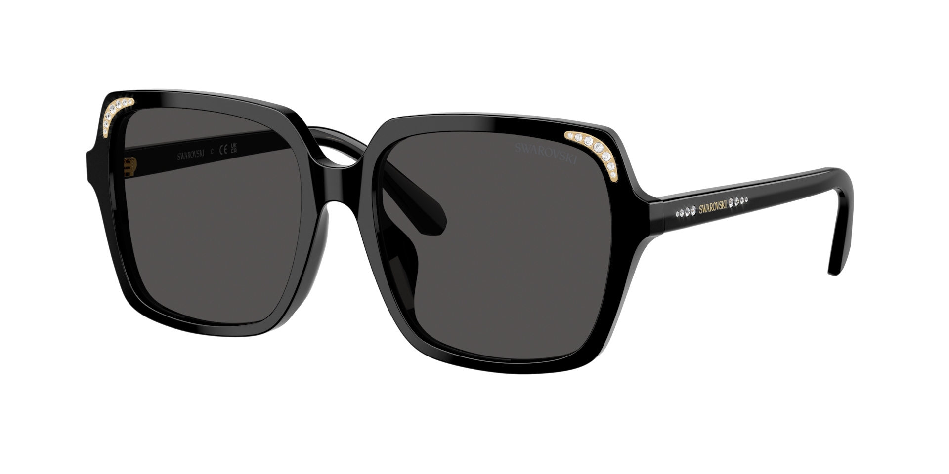 Swarovski Women's Grey Woman Sk6034d 100187 Sunglasses Acetate Black Squared Normal - Image 2