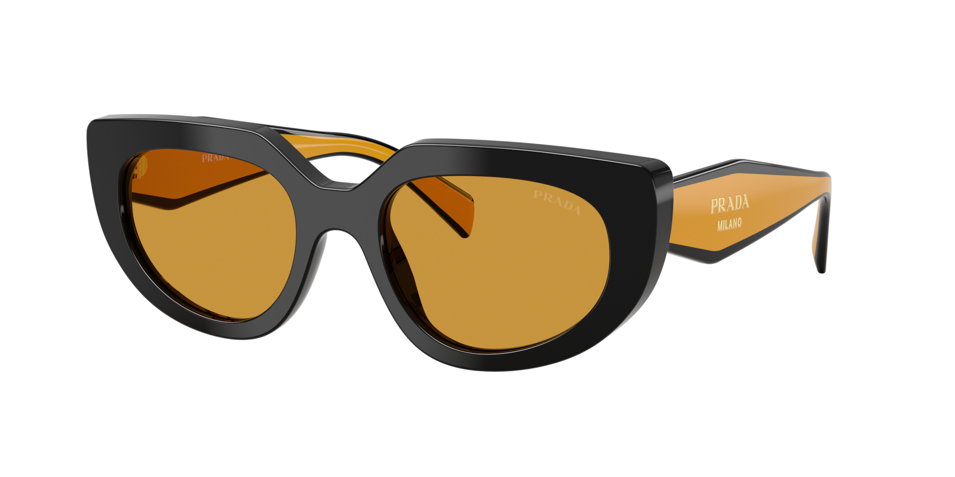 Prada Woman Sunglass PR D02S -  Frame color: Black, Lens color: Dark Honey