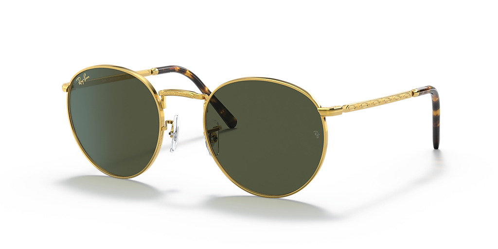 Ray-Ban New Round XS (50 - 21) with Green lenses and Gold  display picture 2