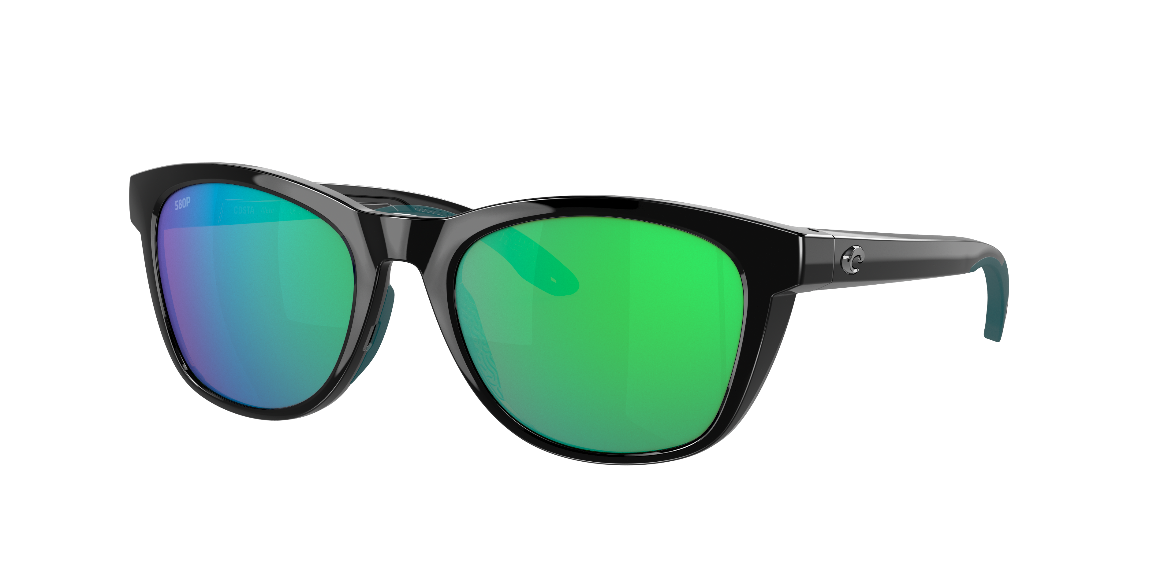 Costa Woman Sunglass 6S9108 Aleta -  Frame color: Black, Lens color: Green Mirror