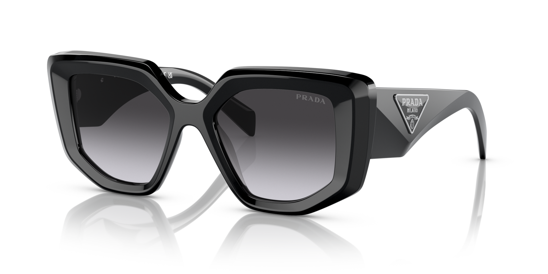 Prada full rim black sunglasses SPR14ZSF Prada PR 14ZS M (50 - 18) with Grey lenses and Black frame  main image 3