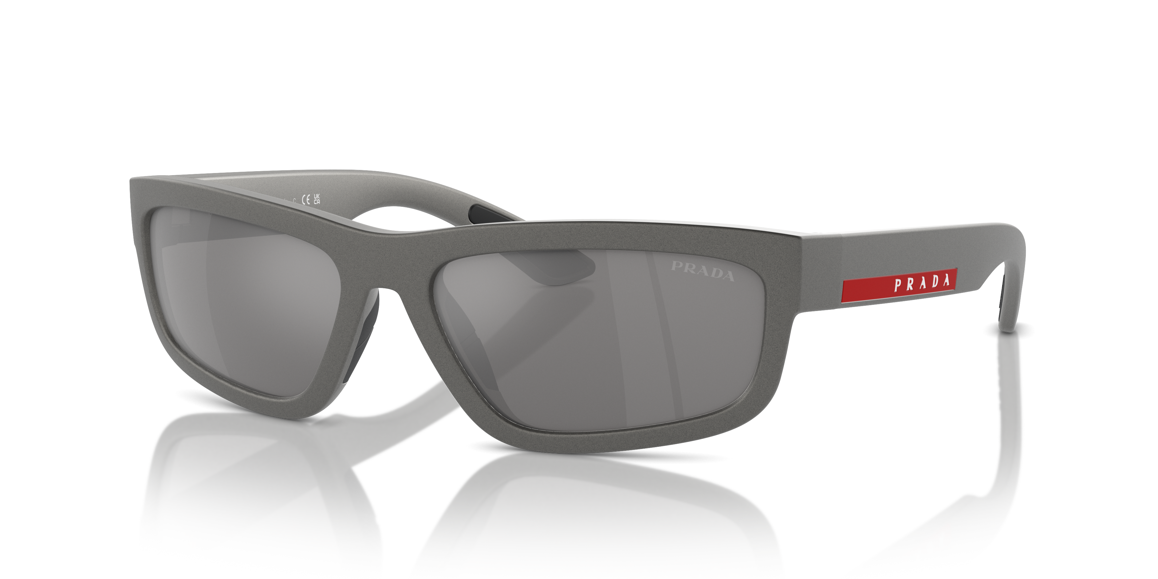 R*1様 【PRADA】プラダ　SILK混　イタリア製　グレー　ストライプスラッ Prada Linea Rossa PS 05ZS XL (59 - 17) with Silver lenses and Grey