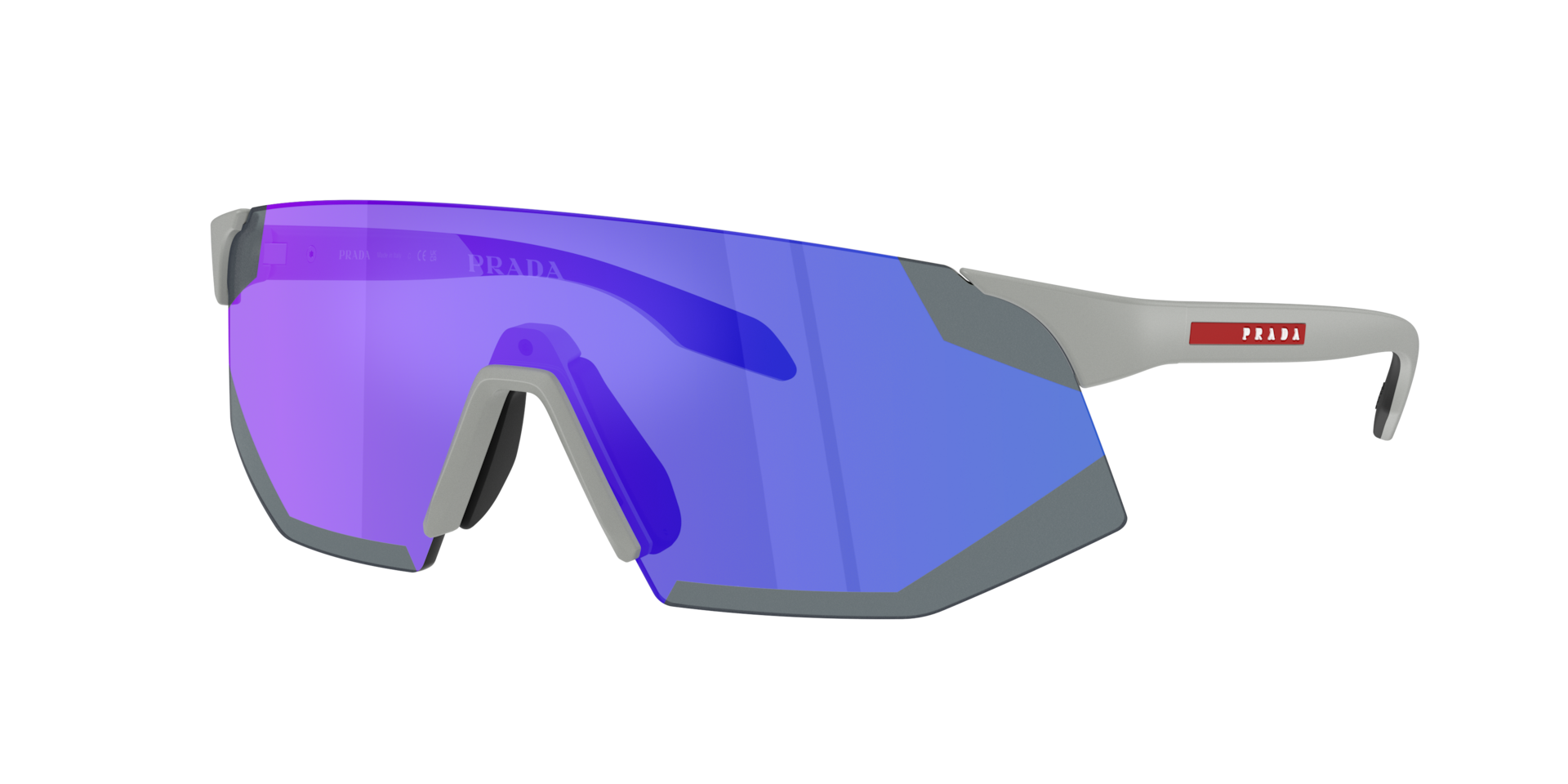 Prada Linea Rossa Mann Sunglass PS C03SU - Rahmenfarbe: Matt Grau, Linsenfarbe: Dark Blue Mirror Violet
