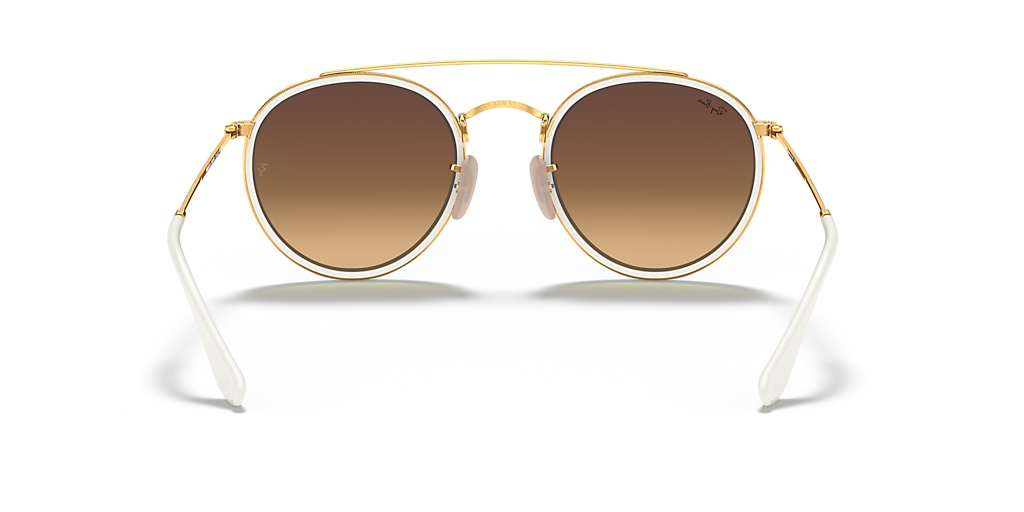 Ray-Ban Round Double Bridge M (51 - 22) with Blue lenses and Gold