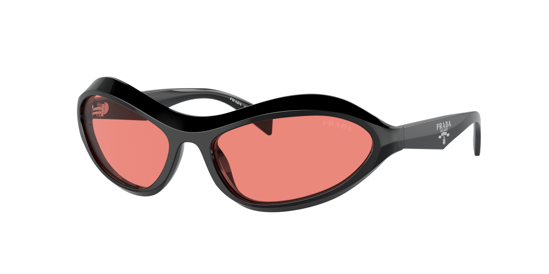 Prada Frau Sunglass PR A20S - Rahmenfarbe: Schwarz, Linsenfarbe: Rosa