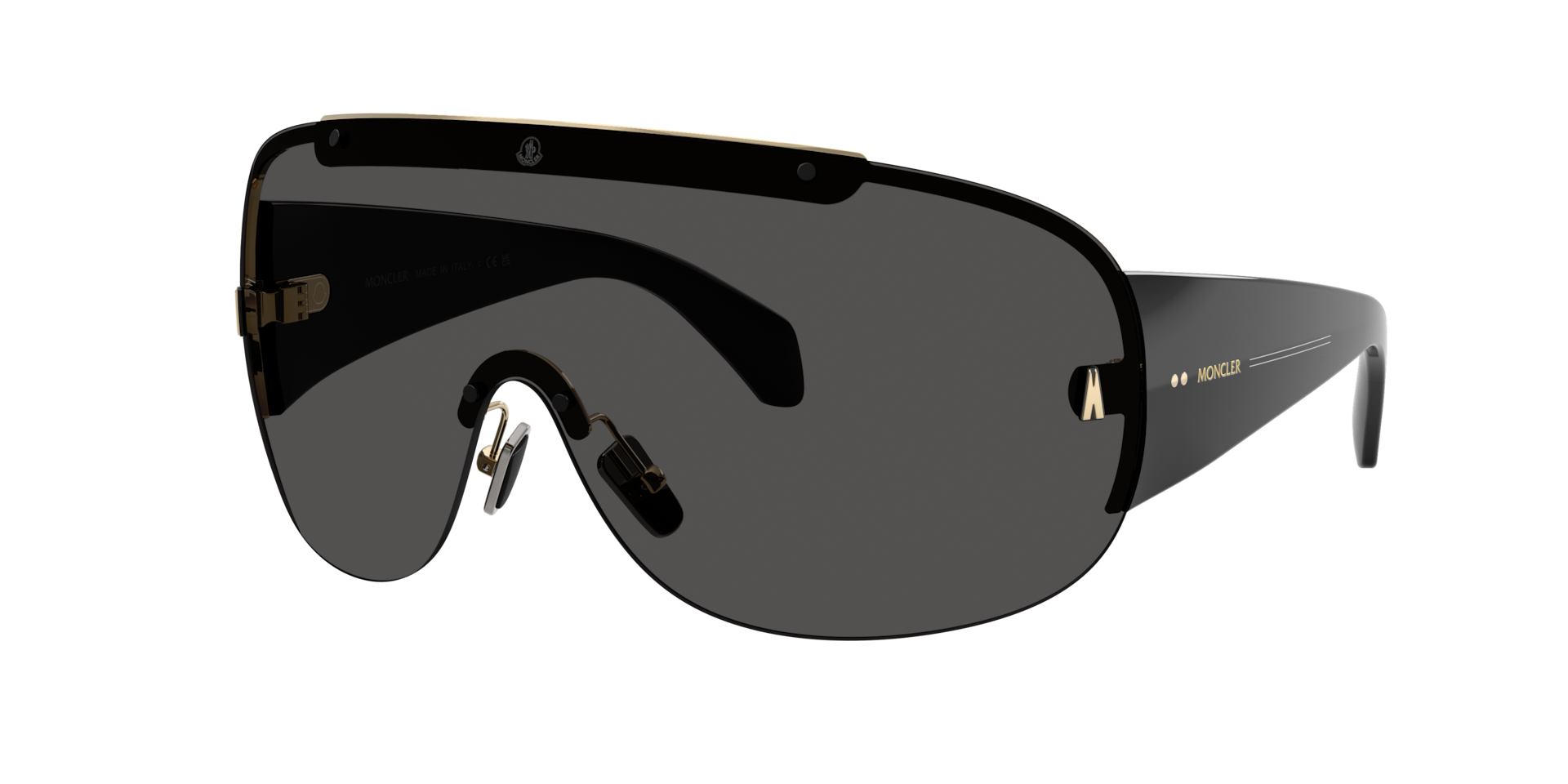 Moncler Unisex Sunglass ME4012 Rizon -  Frame color: Shiny Pale Gold, Lens color: Mirror Green
