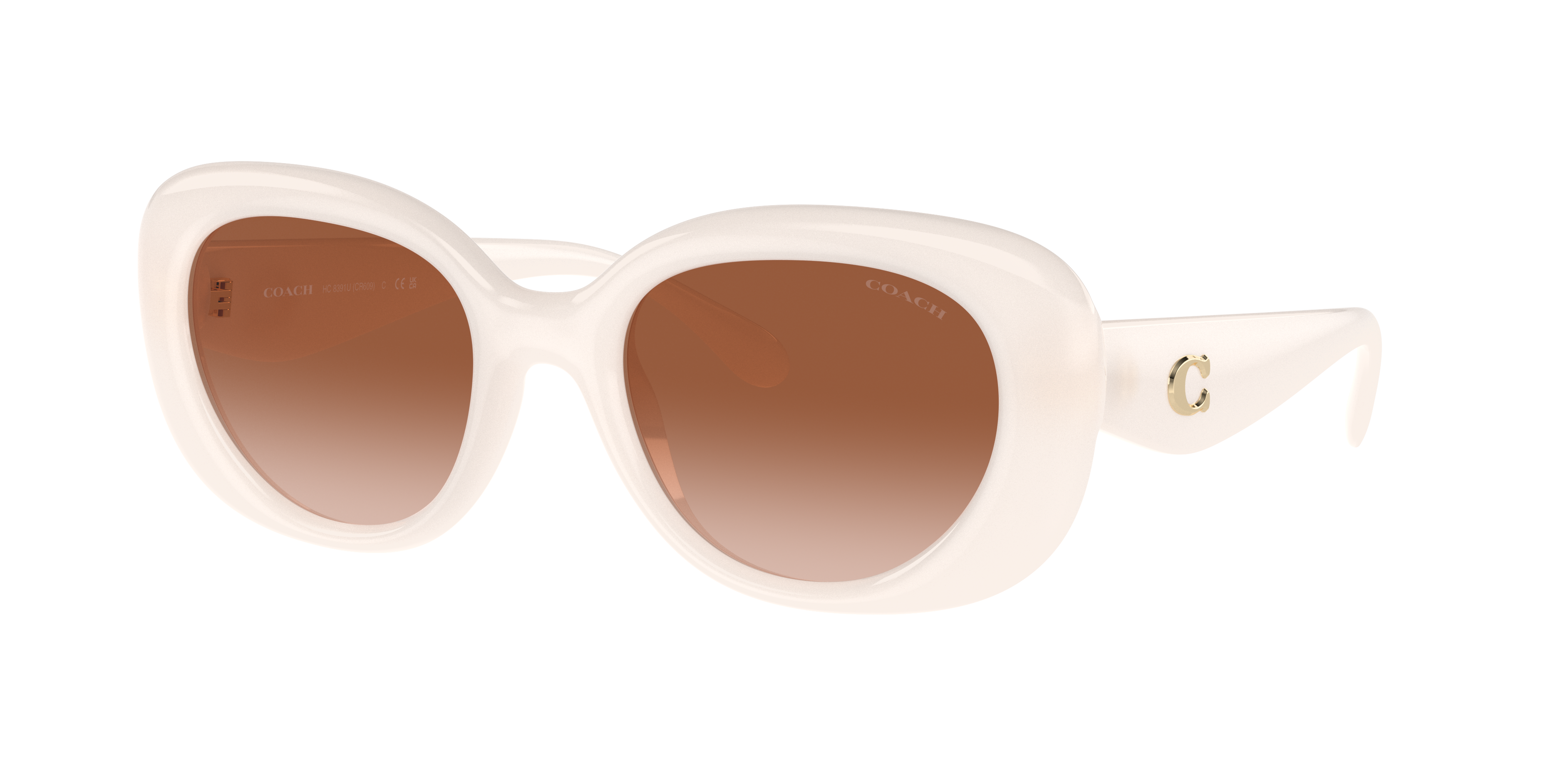 Coach Woman Sunglass CR609 -  Frame color: Milky Cloud, Lens color: Brown Gradient