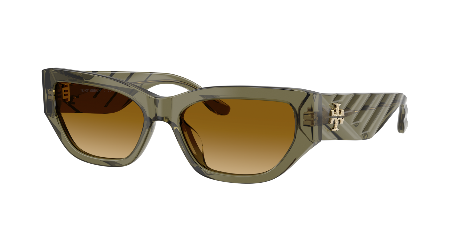 Tory Burch Woman Sunglass TY7240U -  Frame color: Transparent Olive, Lens color: Yellow Gradient Light Brown