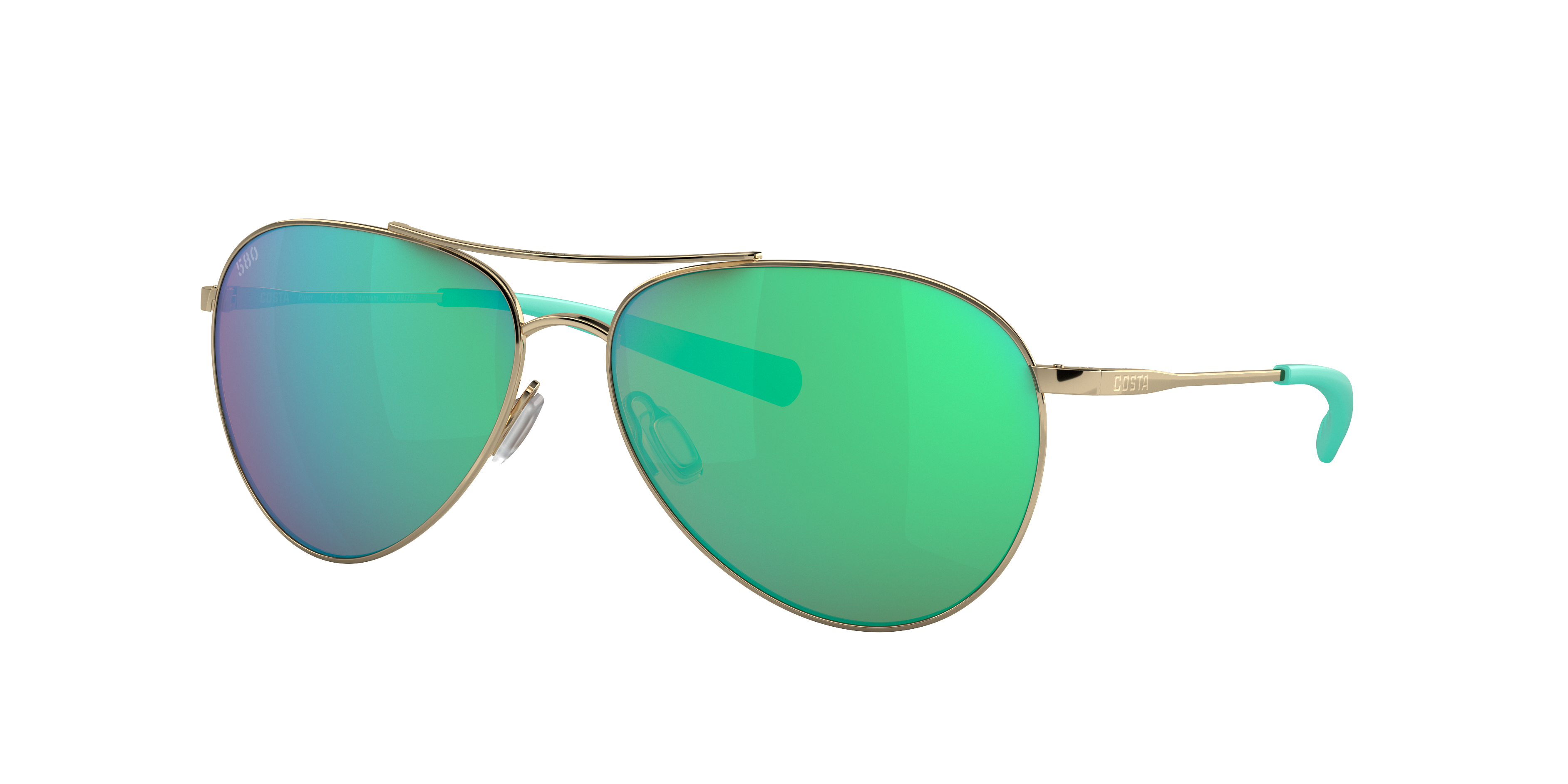 Costa Woman Sunglass Piper -  Frame color: Shiny Gold, Lens color: Green Mirror