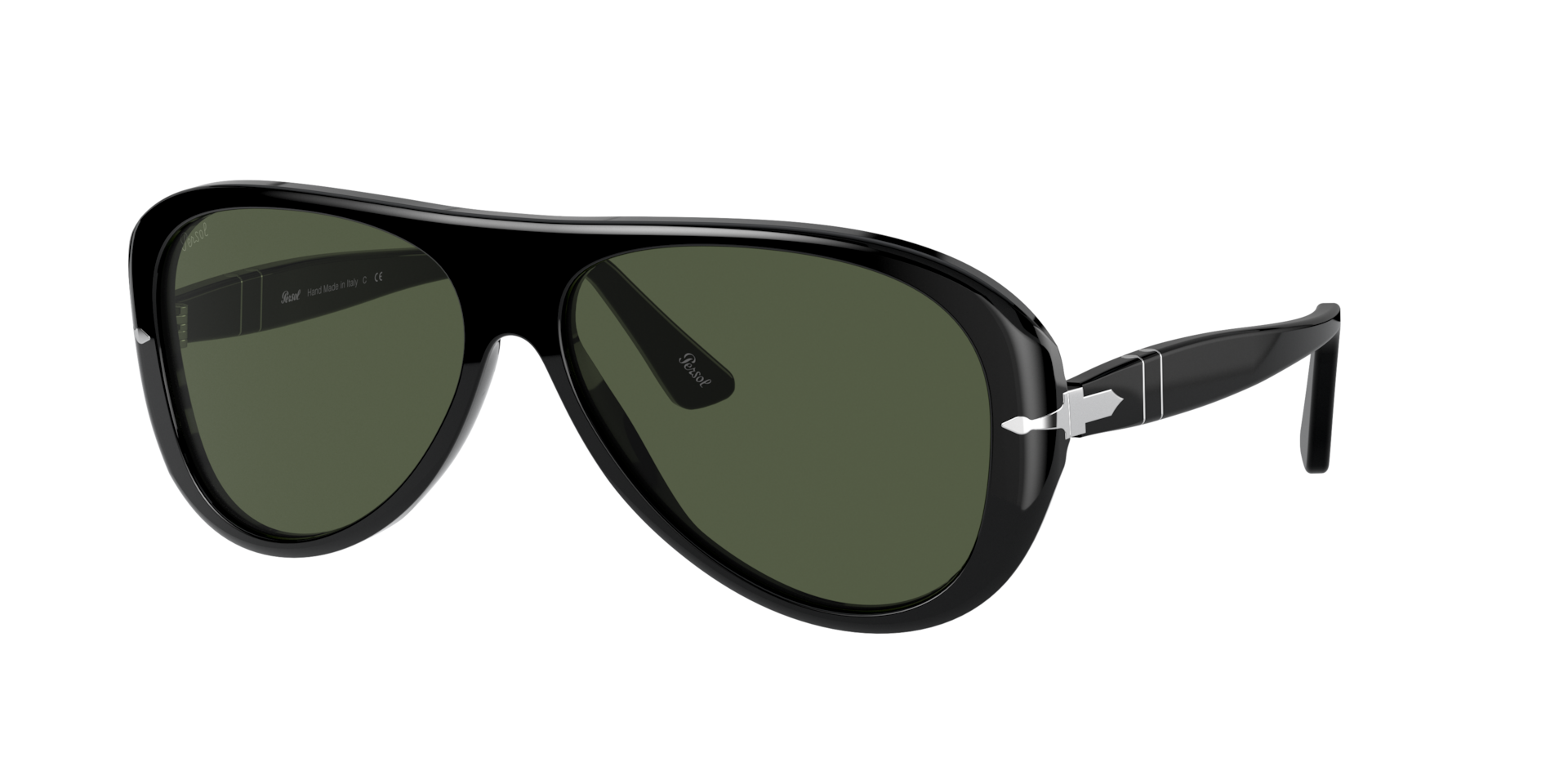 Persol Unisex Sunglass PO3260S - Couleur du Monture: Noir, Couleur de Lentille: Vert
