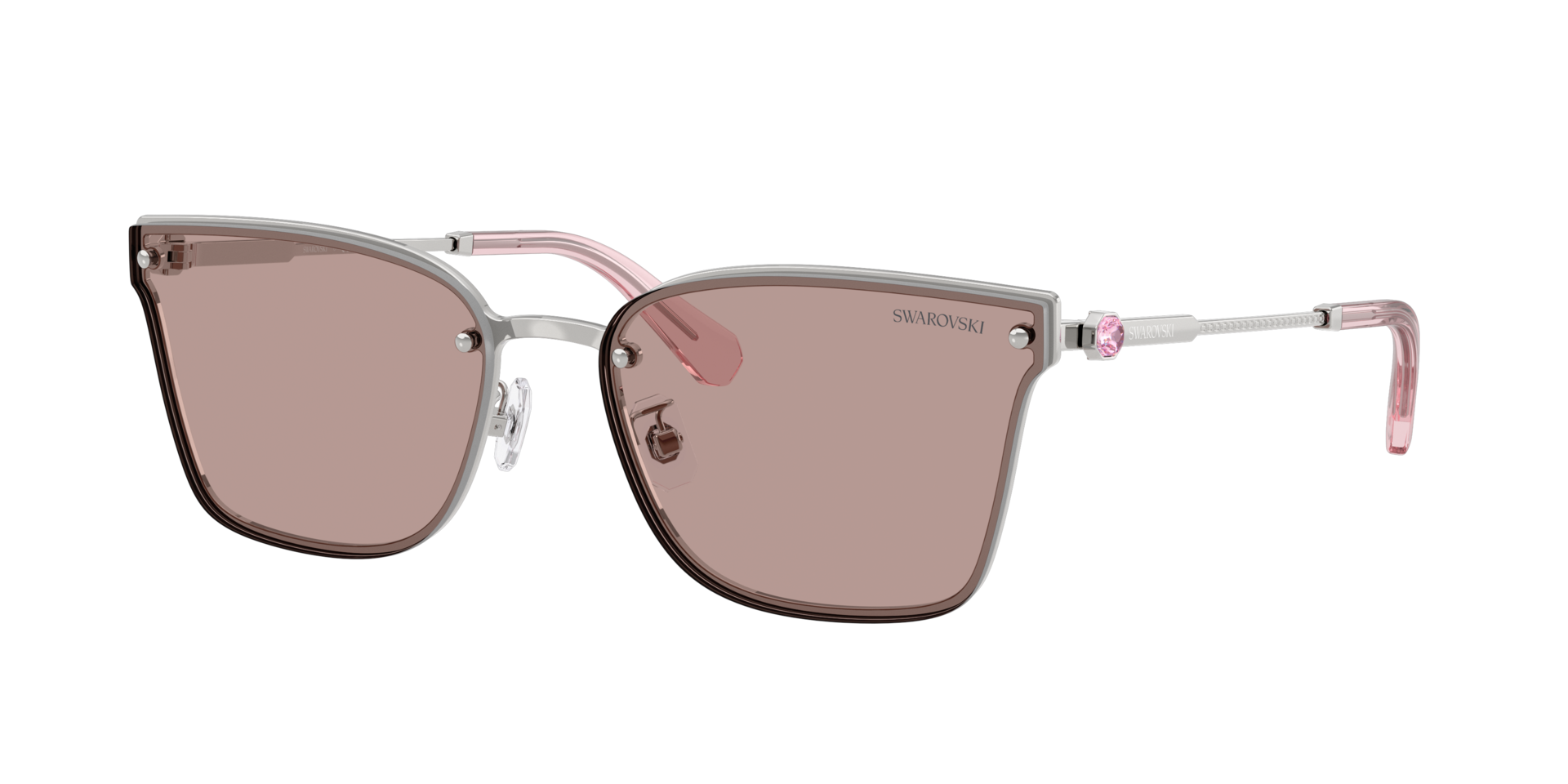 Swarovski Femme Sunglass SK7036D - Couleur du Monture: Argent, Couleur de Lentille: Pourpre clair Marron