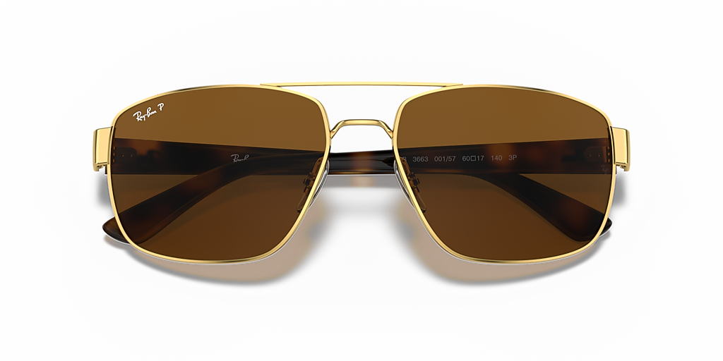 Ray-Ban RB3663 XL (60 - 17) with Brown lenses and Gold frame