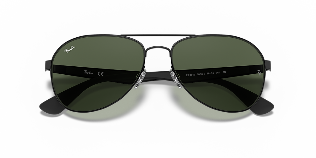 Rey Ray-Ban RB3549 M (58 - 16) with Green lenses and Black frame