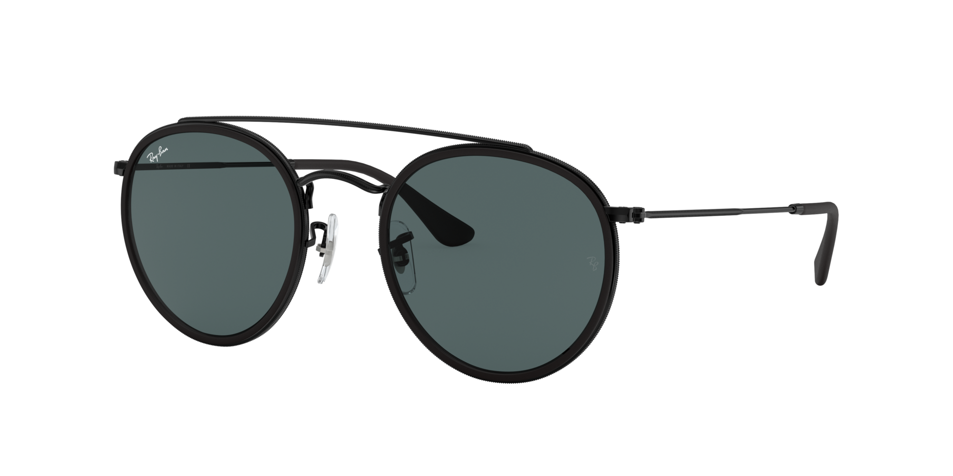 Ray-Ban Round Double Bridge M (51 - 22) with Blue lenses and Black