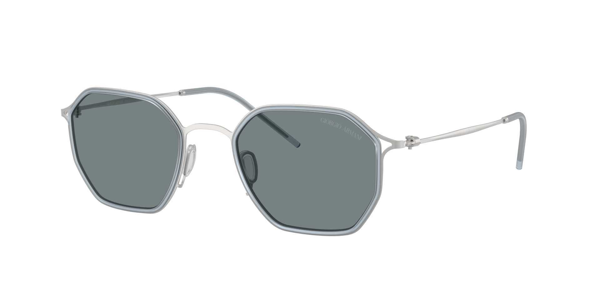 Giorgio Armani Man Sunglass AR6188 -  Frame color: Matte Silver, Lens color: Blue
