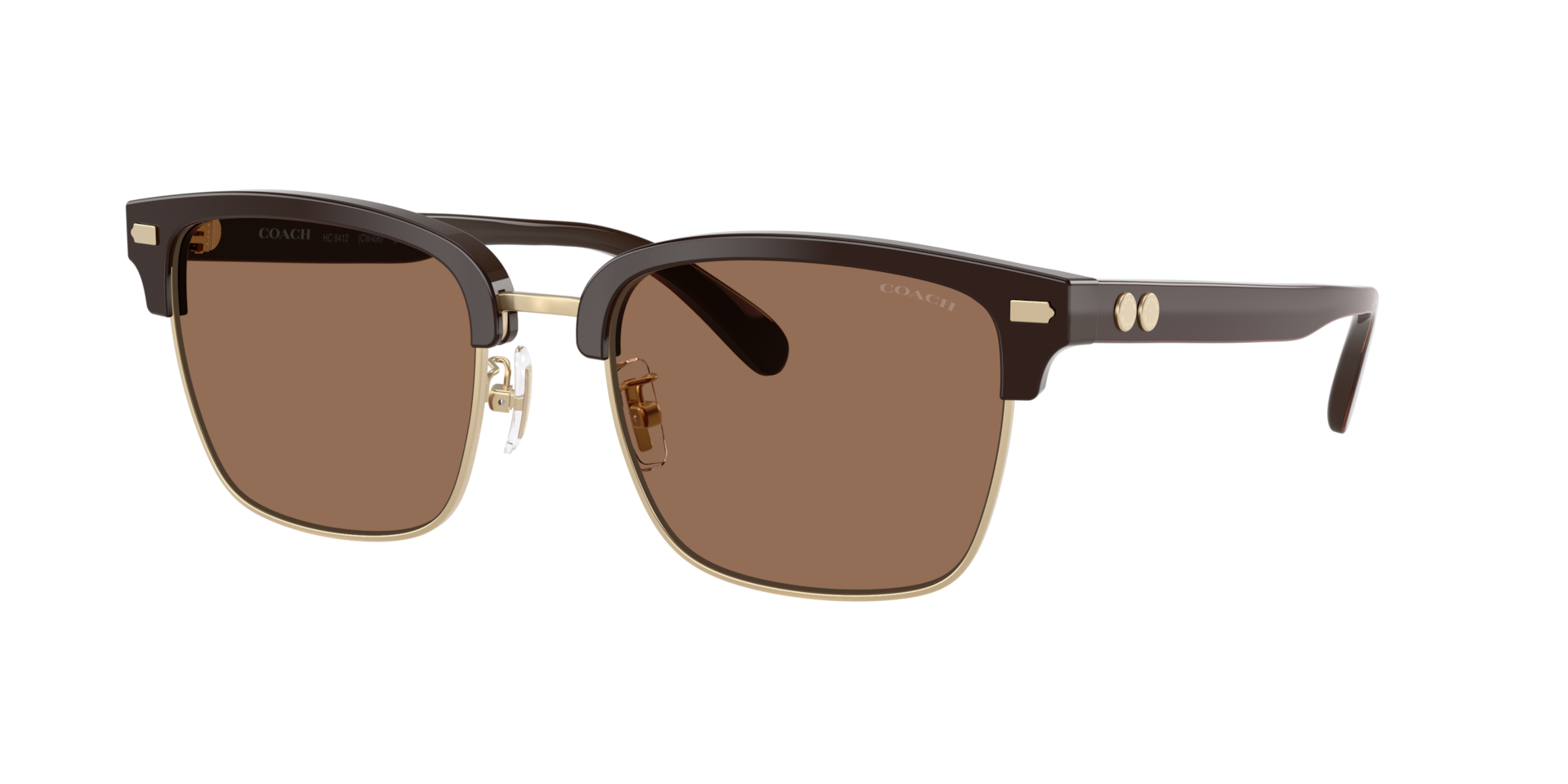 Coach Homme Sunglass CW406 - Couleur du Monture: Or clair/Marron, Couleur de Lentille: Marron uni