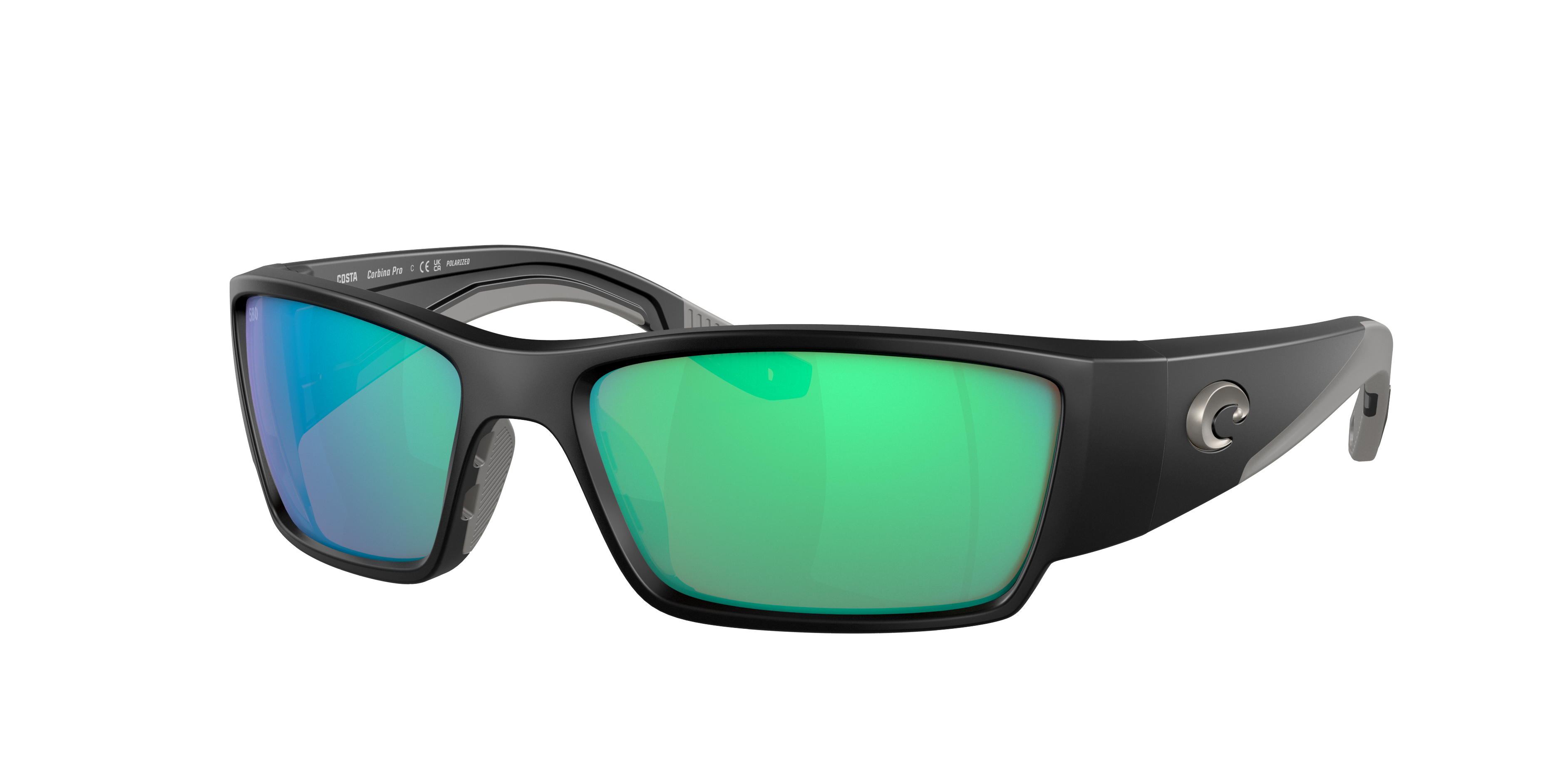 Costa Man Sunglass Corbina PRO -  Frame color: Matte Black, Lens color: Green Mirror