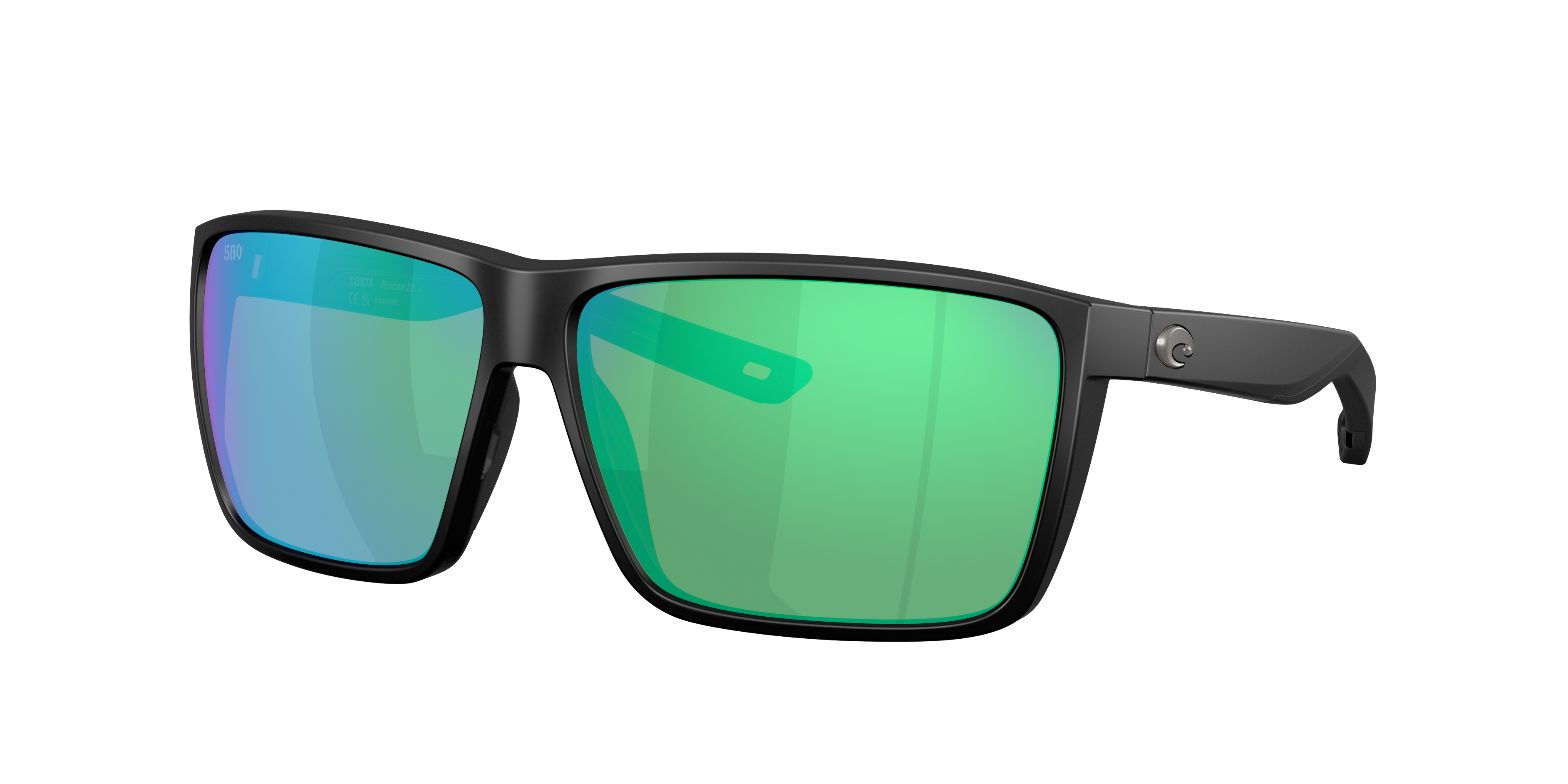 Costa Man Sunglass Rincon II -  Frame color: Matte Black, Lens color: Green Mirror