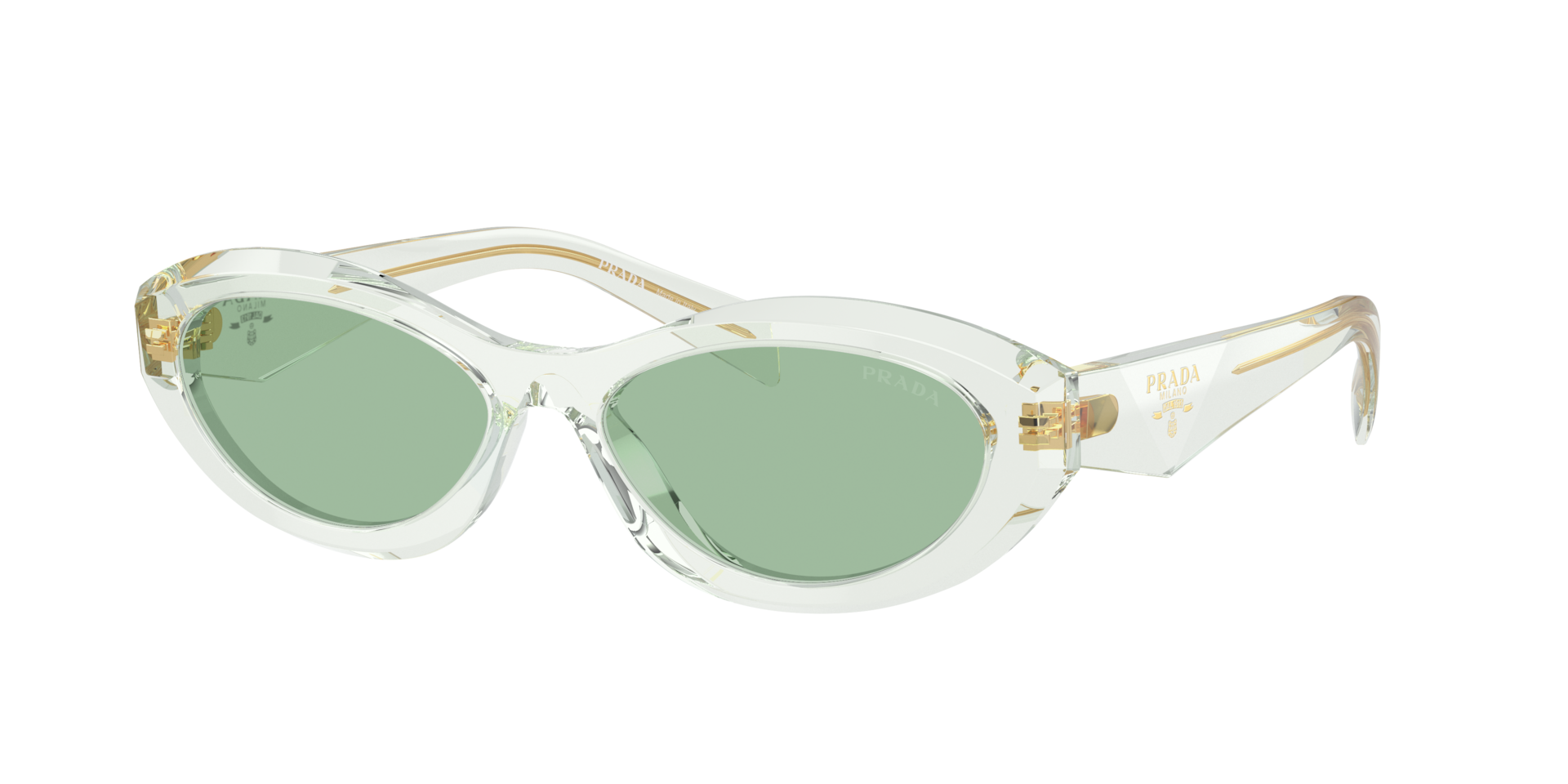 Prada Woman Sunglass PR 26ZS -  Frame color: Transparent Mint, Lens color: Green