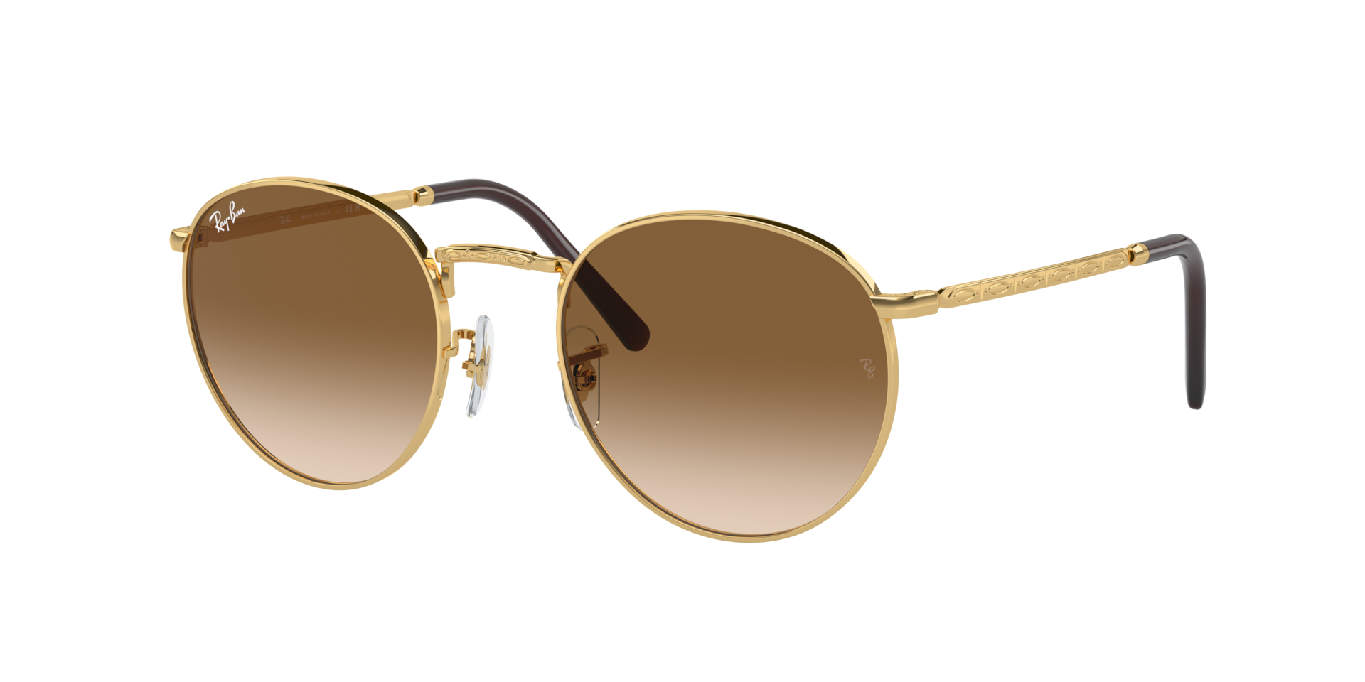 RAY-BAN Unisex Sunglasses New Round - Frame color: Arista Gold, Lens color: Light Brown