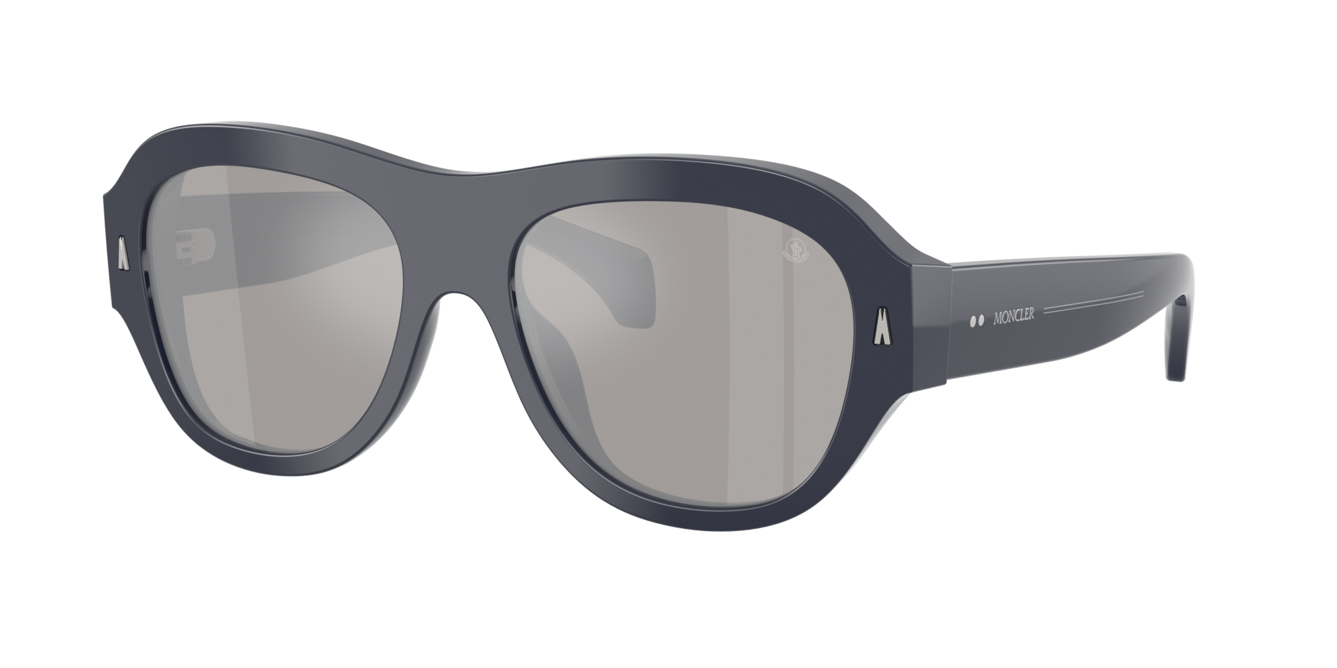 Moncler Unisex Sunglass ME6015U Elevane -  Frame color: Shiny Dark Blue, Lens color: Mirror Silver